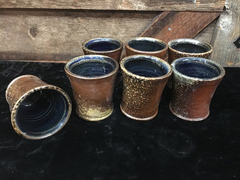 Wood fired ceramic shot glasses